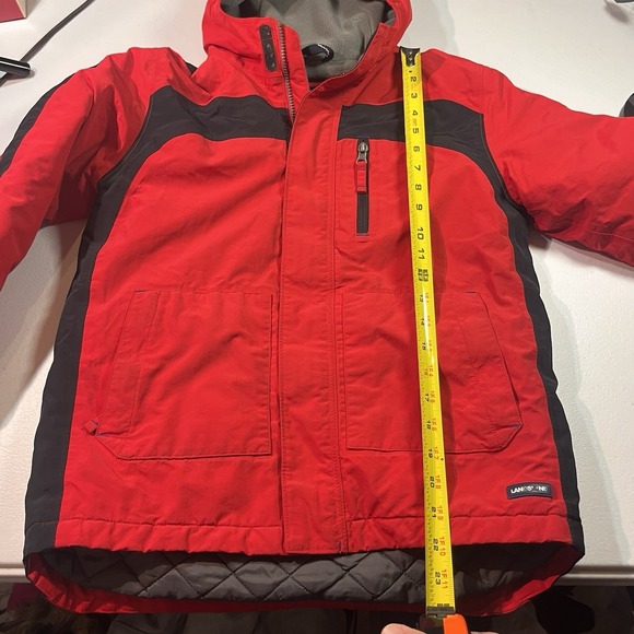 Lands' End Kids Winter Squall Waterproof Hooded Coat Jacket Red Black M - Picture 3 of 8